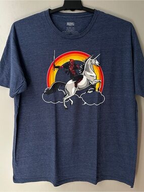 Marvel Deadpool Unicorn Graphic Tee - Navy